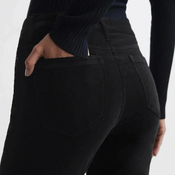 REISS Lux Velvet Mid-Rise Skinny in Black Size 26 - Picture 3 of 5